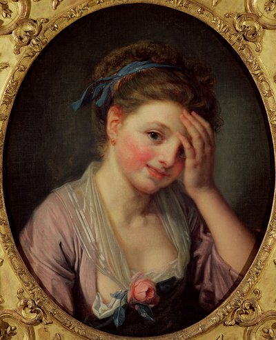 Jeune fille avec une rose - Jean Baptiste Greuze